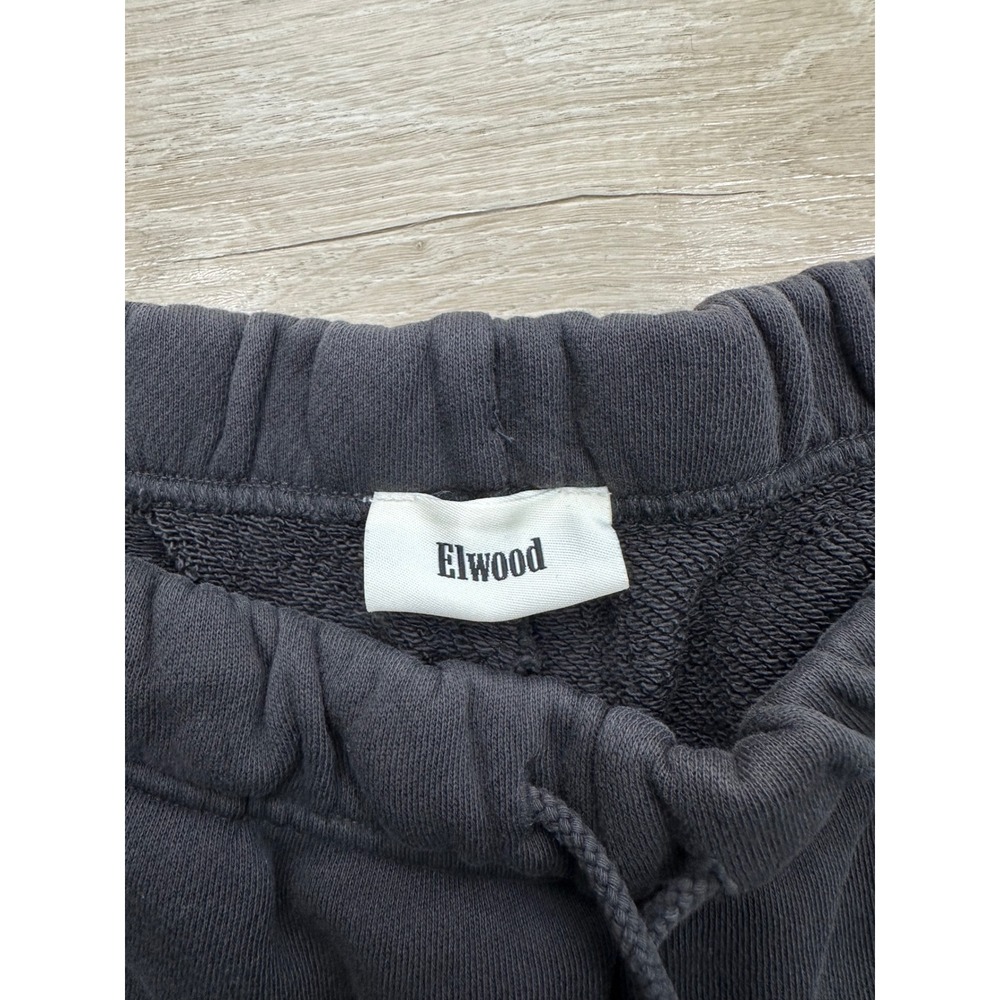 Elwood Sweat Shorts Organic Cotton Fleece Vintage Black M Normcore Casual - Picture 8 of 15